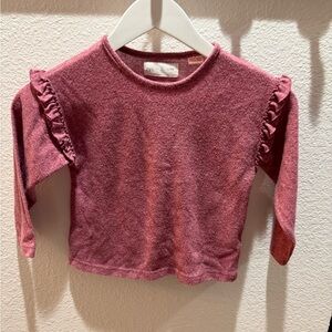 Kids Ruffled Long Sleeve Shirt - Pink Zara